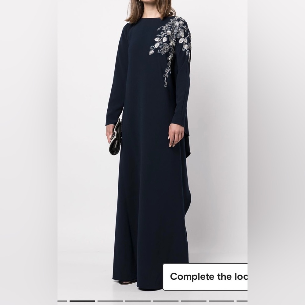 Marchesa floral embroidered cape dress